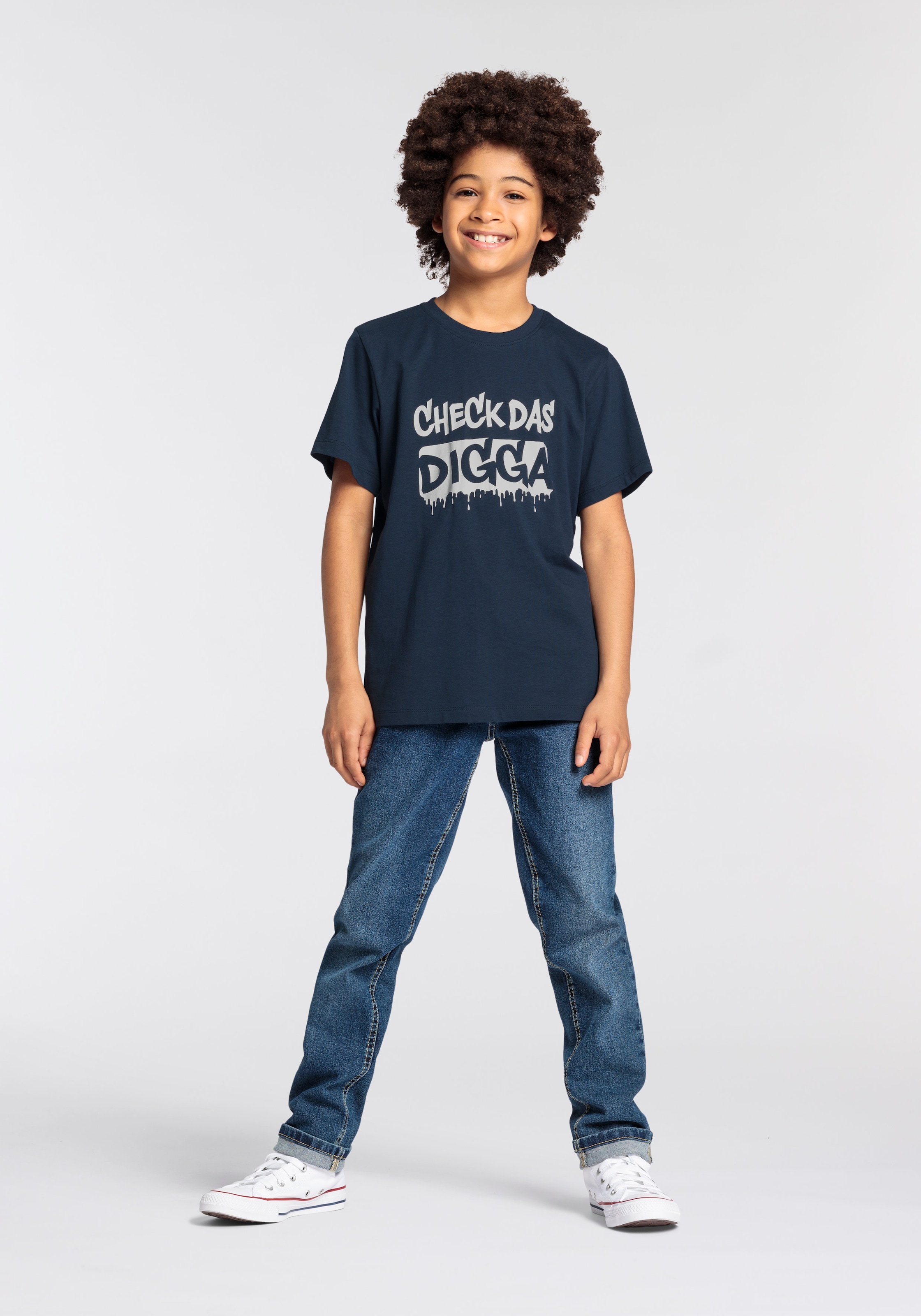 KIDSWORLD T-Shirt »Sprücheshirt: CHECK DAS DIGGA«, Kurzarm,  Basic-Passform,  bedruckt,  Rundhalsausschnitt