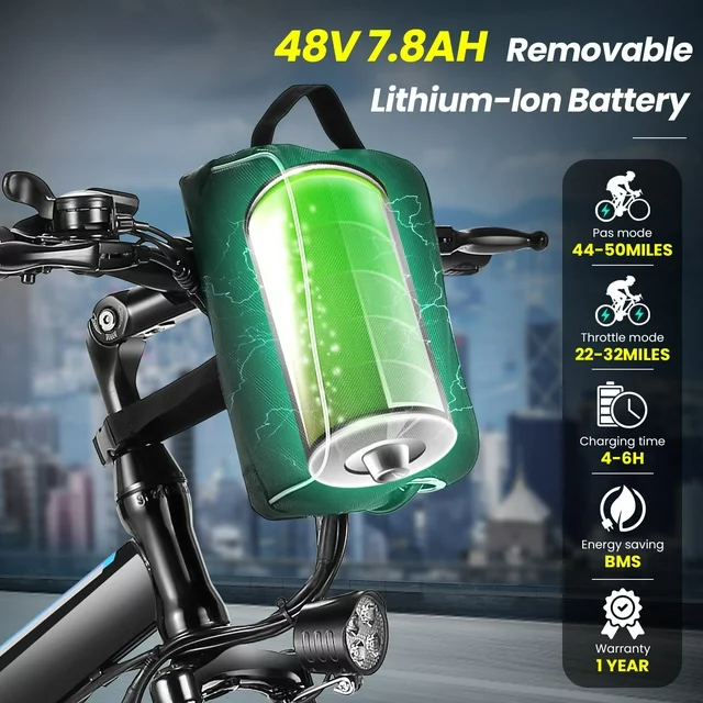 Bicicleta elétrica Gocio de 26 polegadas para adultos, bicicleta elétrica dobrável de montanha de 500 W com autonomia máxima de 80 km, suspensão total, bicicleta elétrica dobrável de 48 V com bateria de íon-lítio removível de 374,4 Wh.
