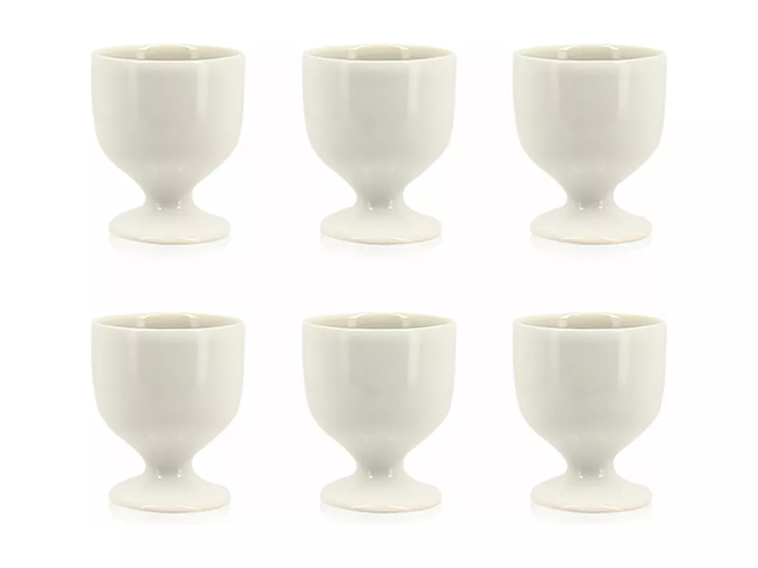 Ogo Living - Lot 6 Coquetiers Cap H6cm En Gres Blanc Et Gris