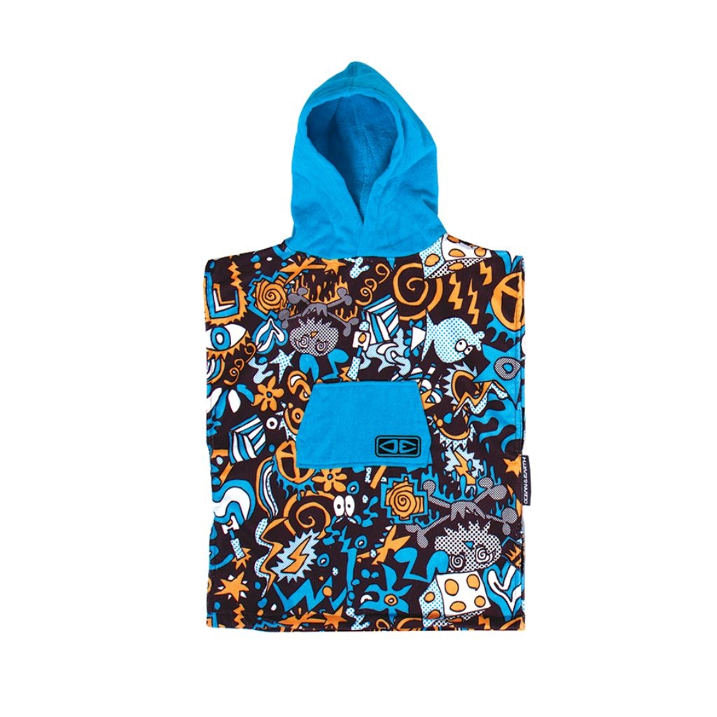 Ocean and earth Toddlers Hippy Skull hooded - poncho Multy