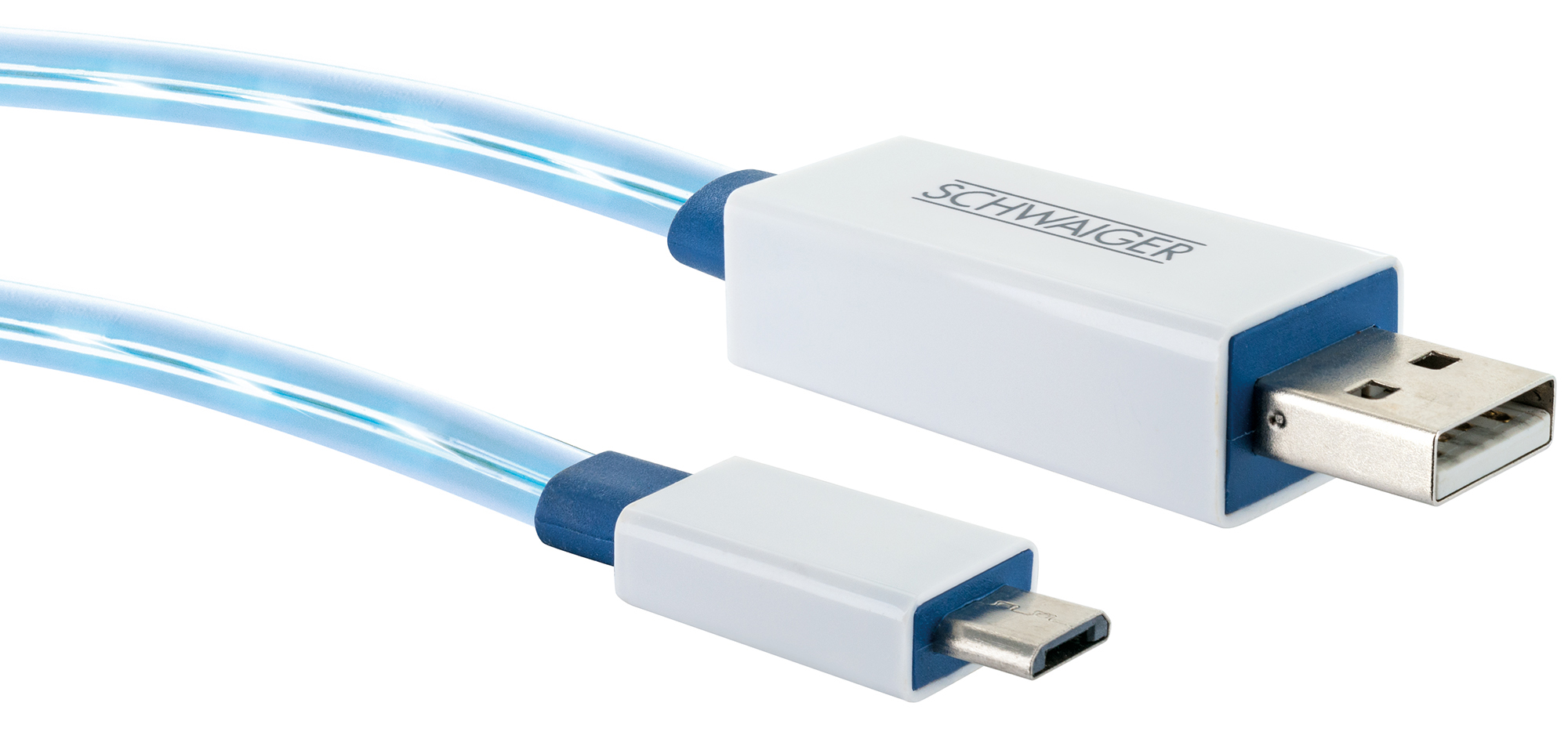 Schwaiger 0,8 meter lichtgevend micro-USB sync en oplaadkabel