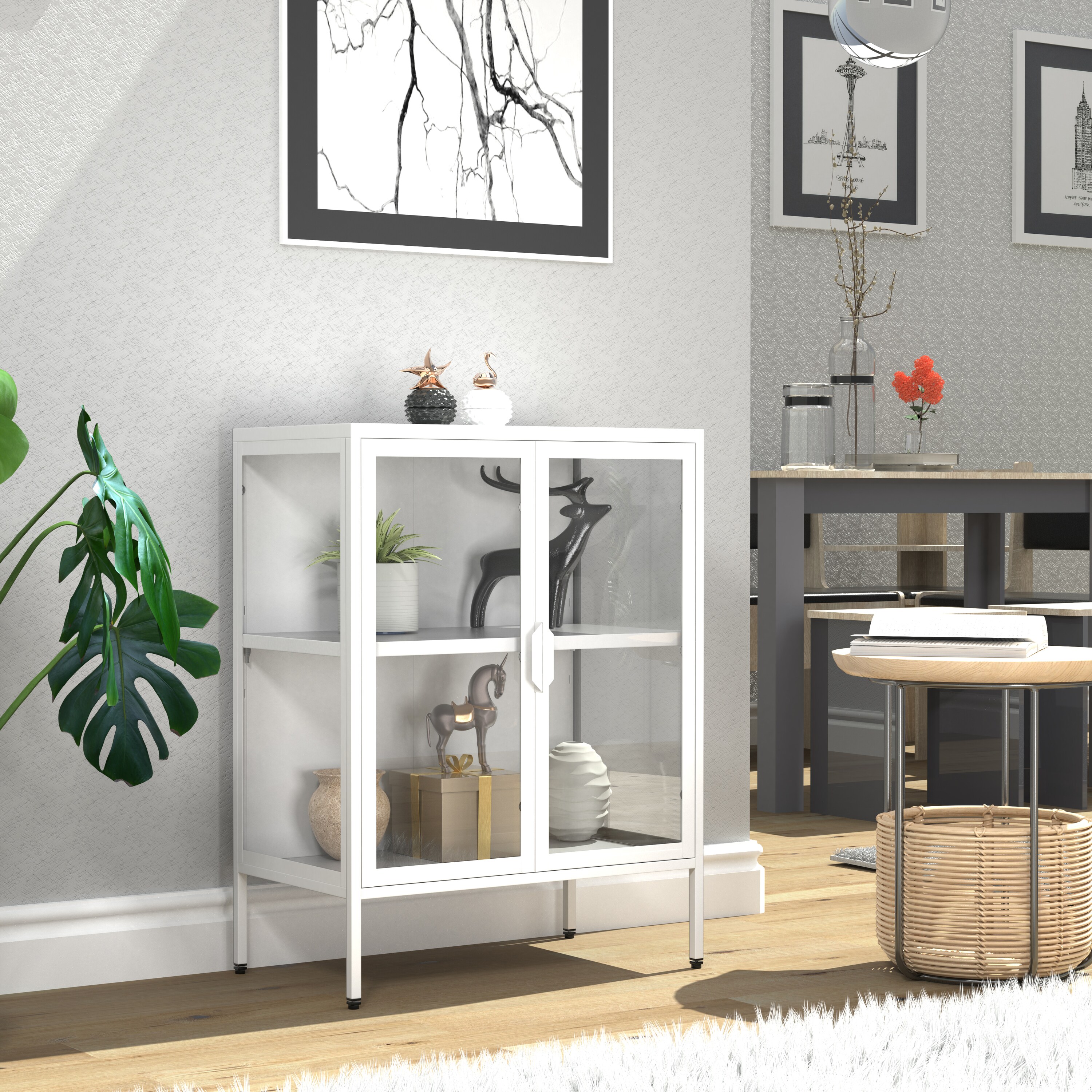 VCM Stahl Glas Vitrine Sammelvitrine Glasvitrine Schaukasten Standvitrine 80x60x35 Floka S