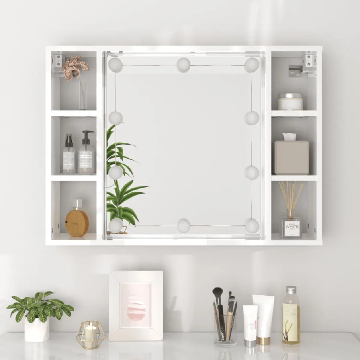 vidaXL Armoire à miroir LED Blanc