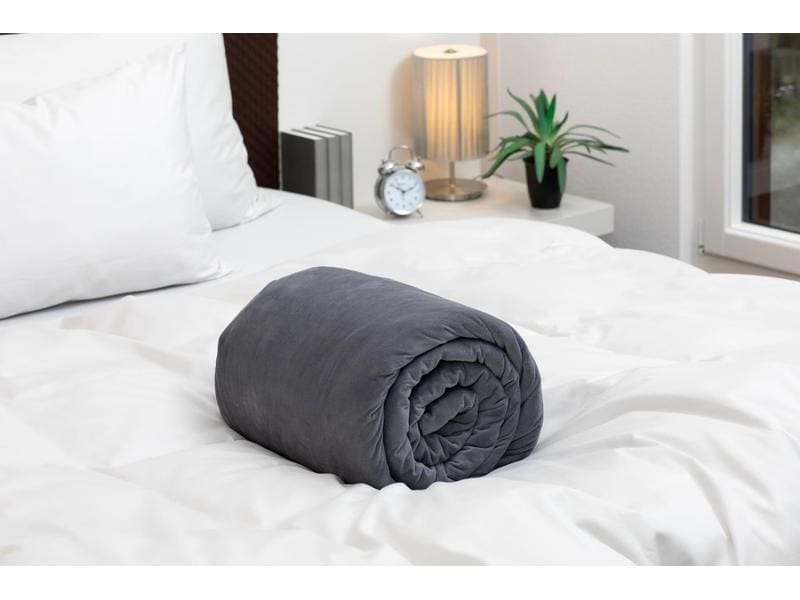 COCON Gewichtsdecke 9 kg, 160 x 210 cm, Grau Therapiedecke mit Samtbezug für entspannte Nächte