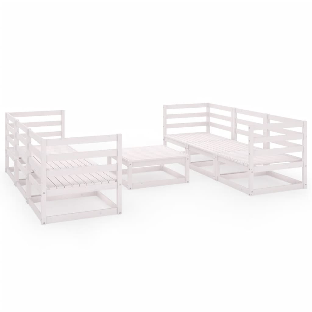 Salon de jardin meuble d'extérieur ensemble de mobilier 7 pièces blanc bois de pin massif