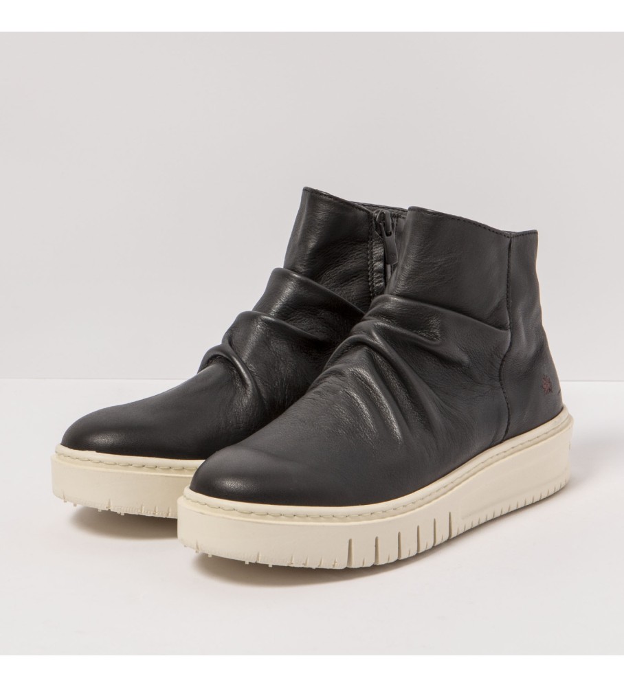 Botas de tornozelo Art em couro preto
