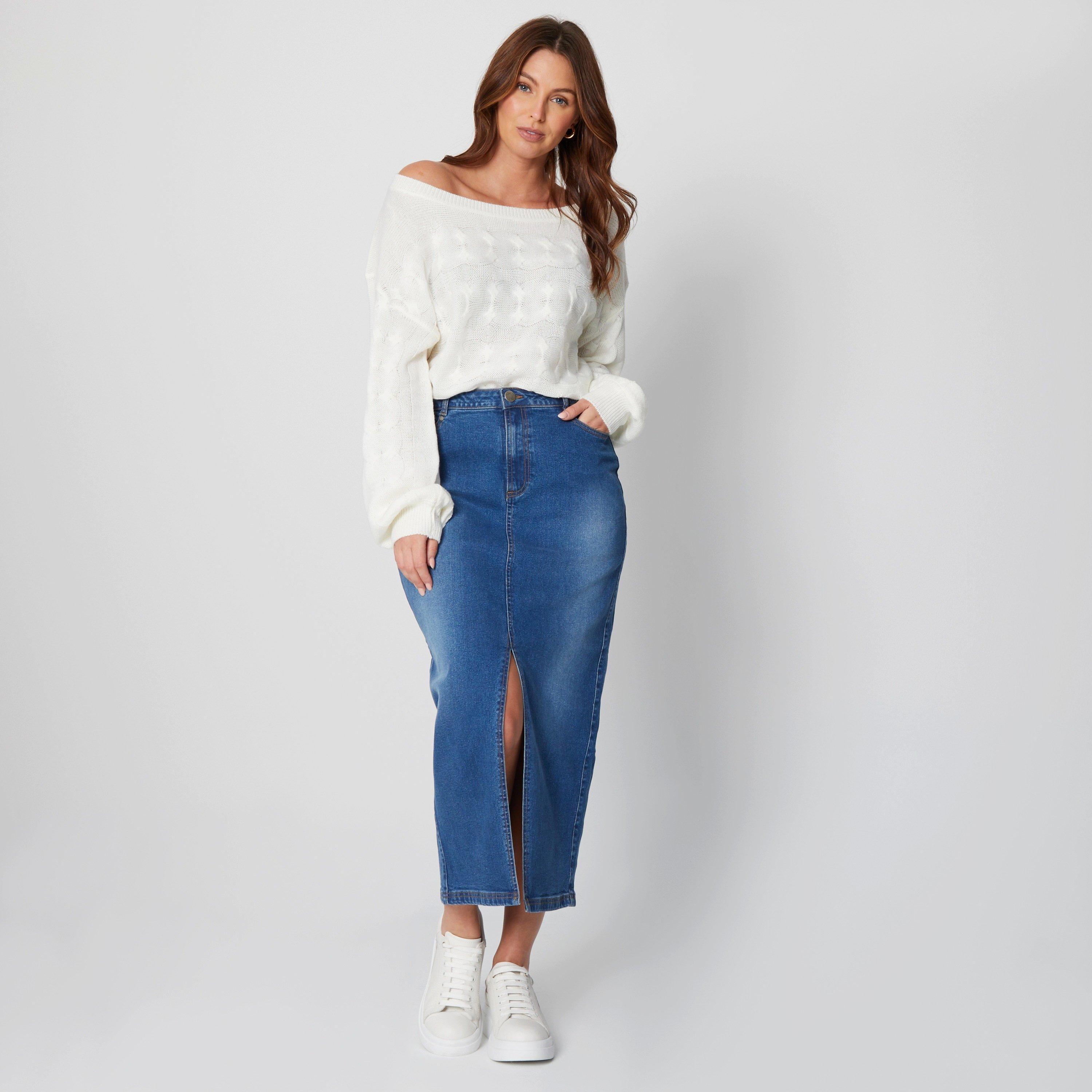 Be You Cable Bardot Cream Jumper