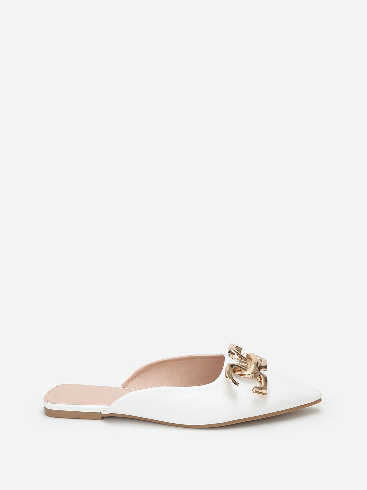Mules pointues à boucle- Blanc