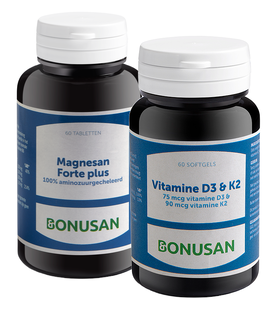 Bonusan Magnesan Forte Plus   Vitamine D3 & K2 - Combiset 2 Stuks