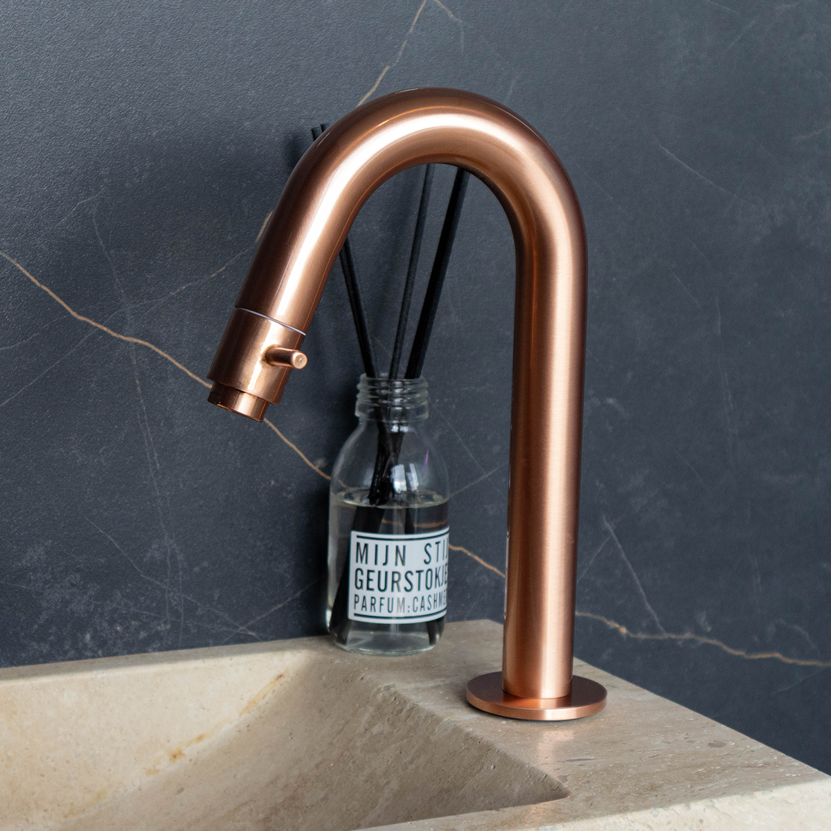 Saniclear Copper gebogen fonteinkraan koper geborsteld