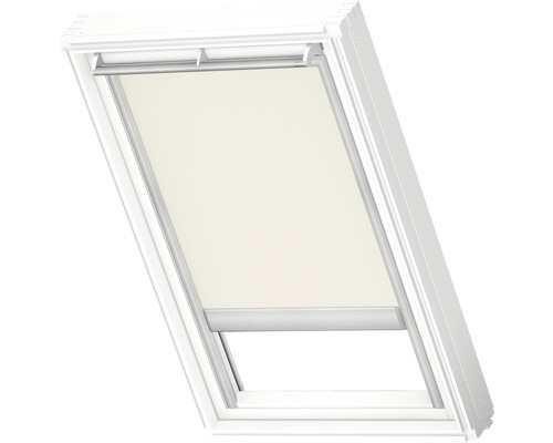 VELUX verduisterend rolgordijn, effen lichtbeige, elektrisch, wit frame, DML C02 1085SWL
