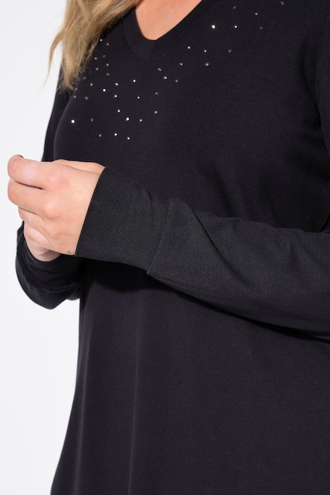 Langarmshirt, Classic Fit, Glitzersteinchen