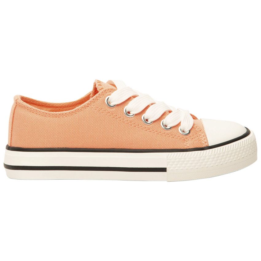 Baskets basses en toile corail avec lacets pour fille - Corail