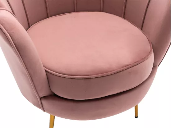 Fauteuil coquillage en velours rose DANDELION de Pascal Morabito