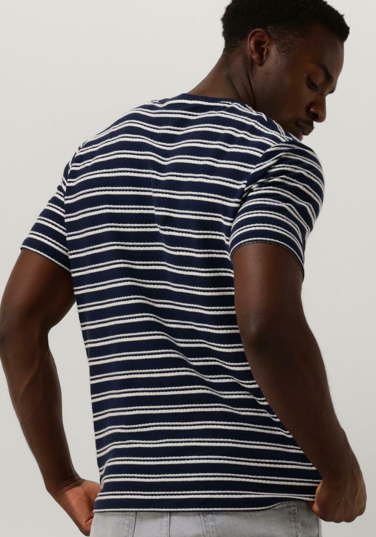 SCOTCH & SODA donkerblauwe scotch & soda t-shirt structured stripe pocket t-shirt