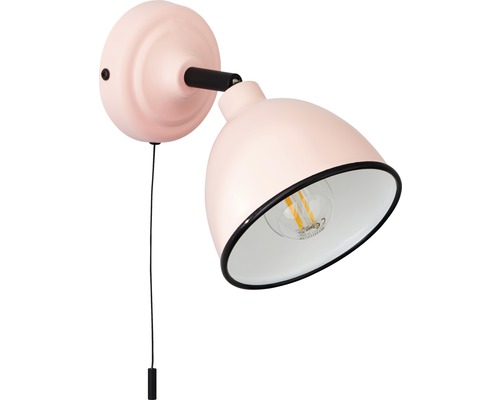 Wandlamp, 1-lichts, H 12,5 cm, Telio roze met trekschakelaar