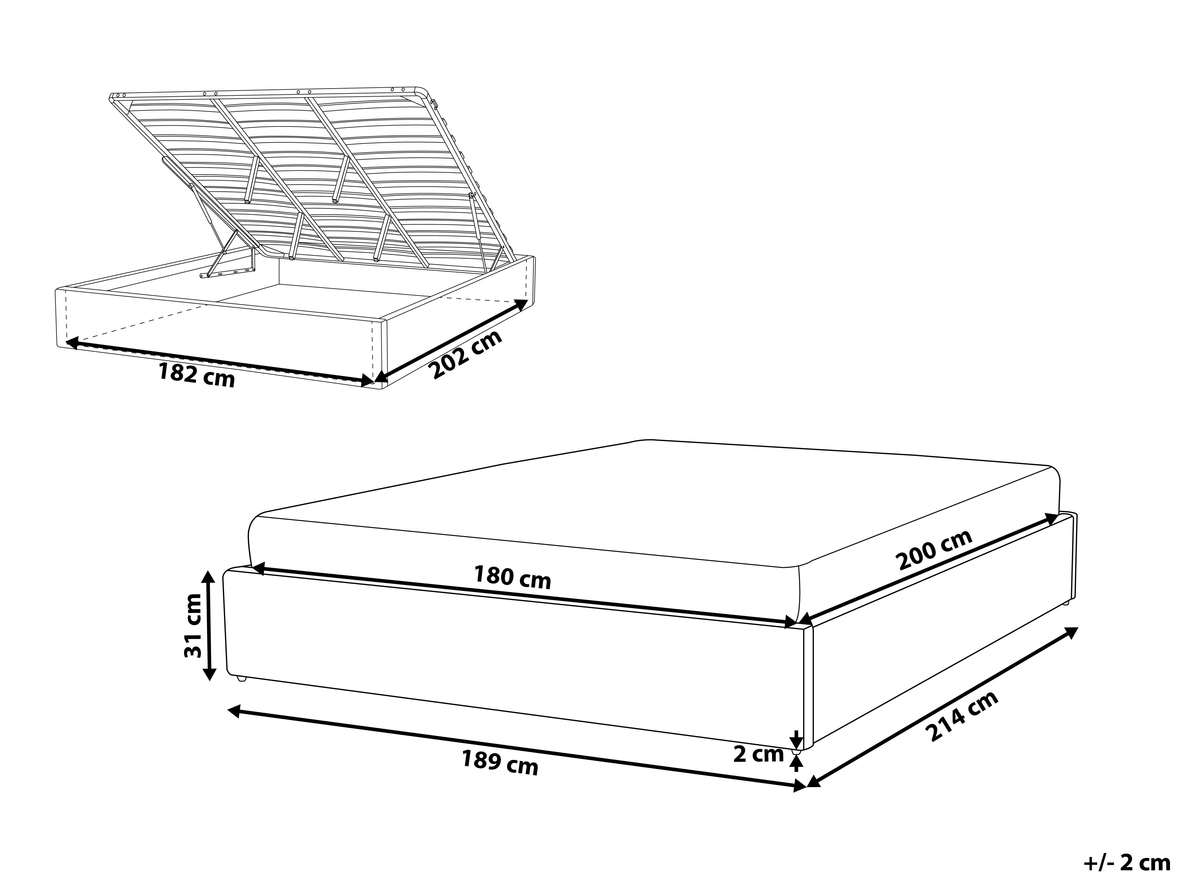Opbergbed zonder hoofdbord Stof DINAN 180 x 200 cm Lichtbeige