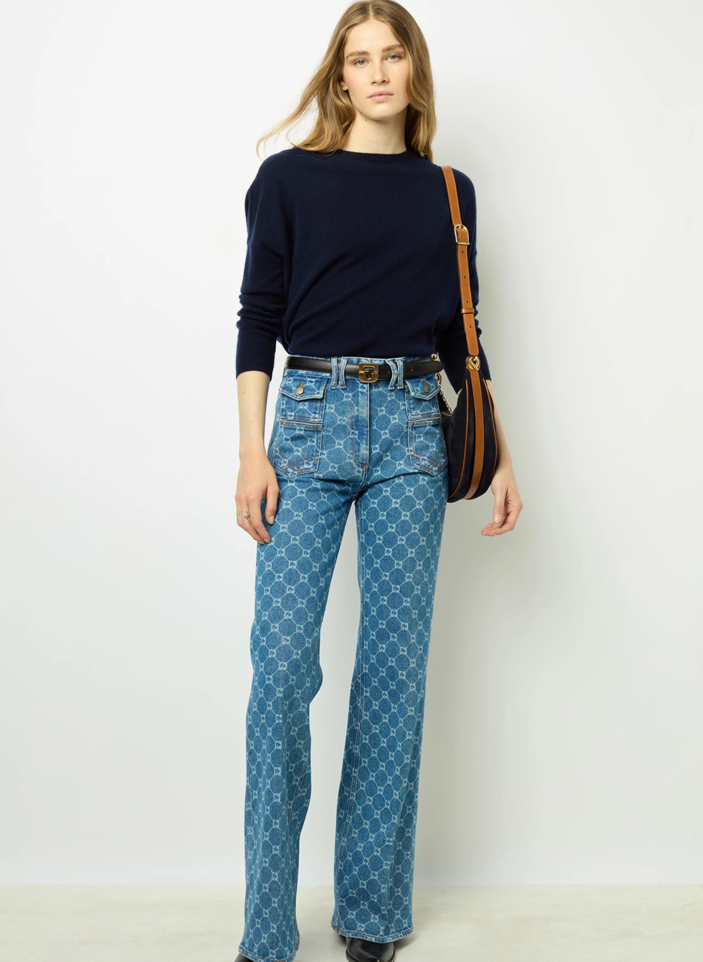 JAZMINE - Pull col rond en cachemire | Bleu