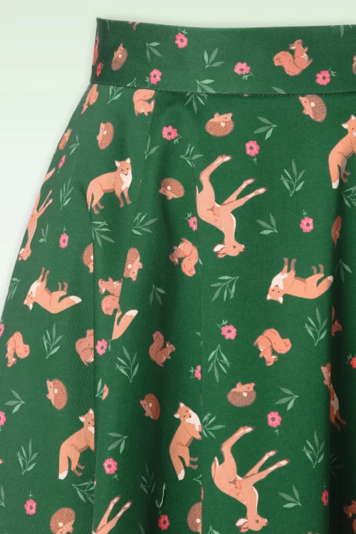 Topvintage Boutique Collection Topvintage exclusive ~ Adriana swingrok met dierenprint in donkergroen