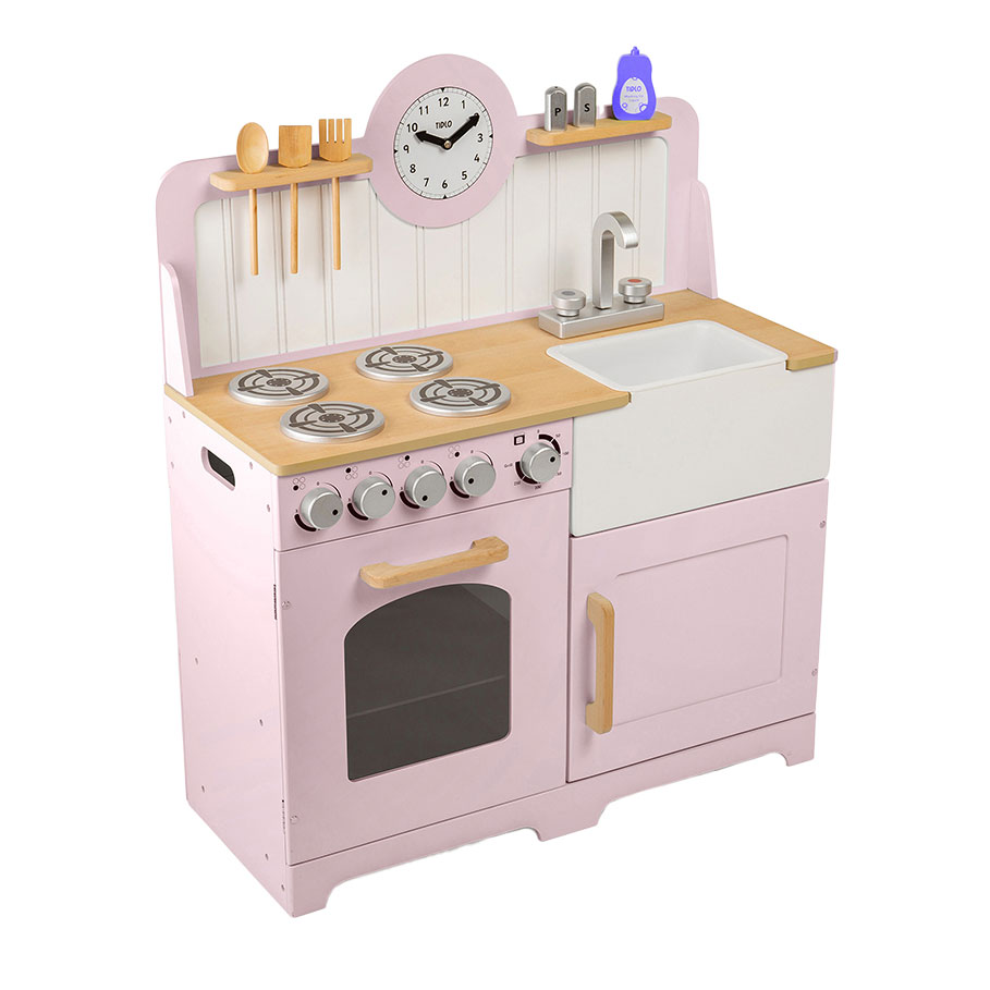 Tidlo Houten Speelkeuken Landelijk Roze, 7dlg.