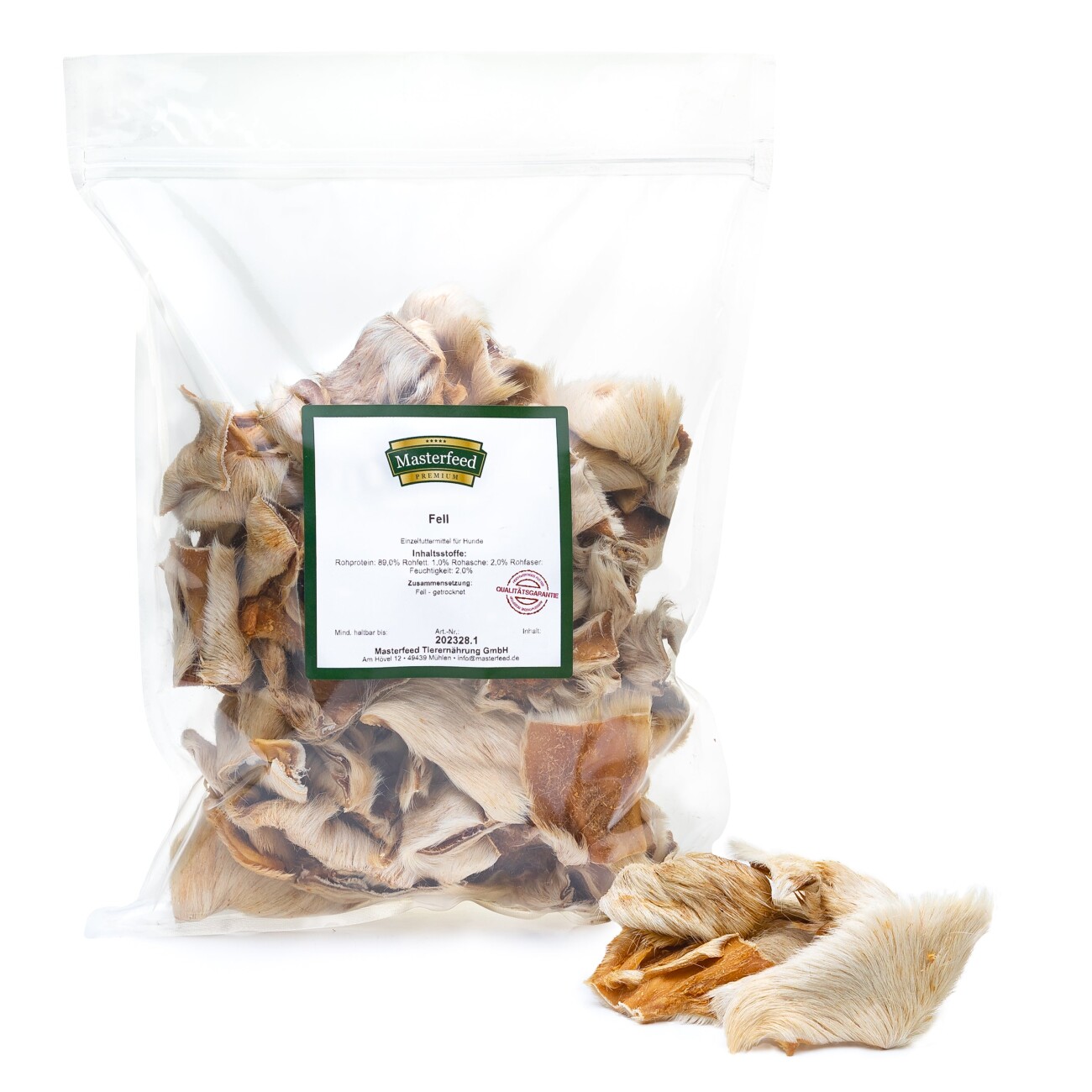 Masterfeed Kaninchenhaut mit Fell 20 cm 500 g