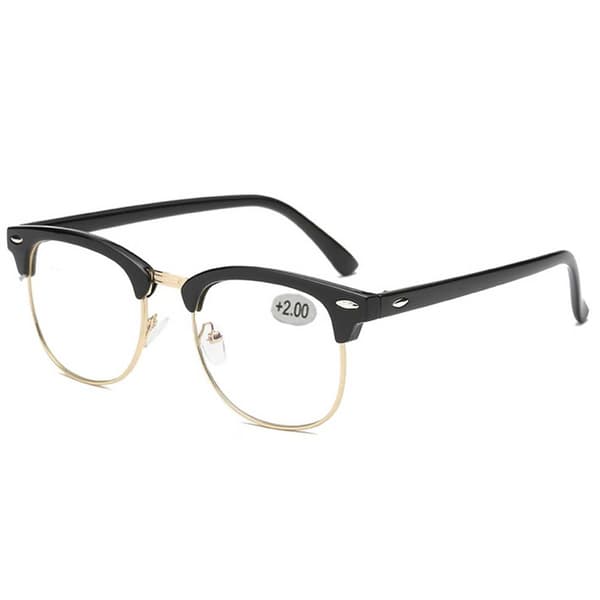 Black Clubmaster lesebriller med gullstyrke - 3