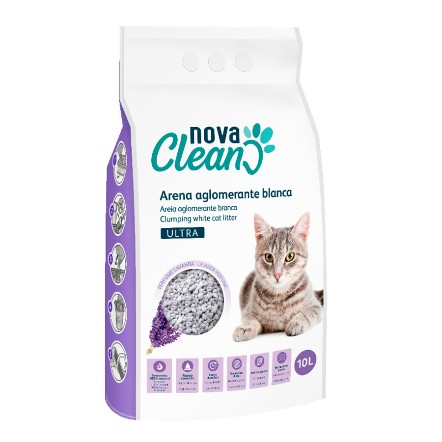 Areia aglomerante Nova Clean Ultra Lavanda para gatos