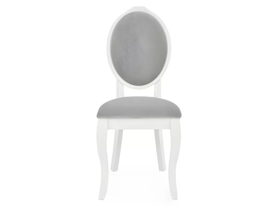 Chaise médaillon blanche et grise en bois Louis