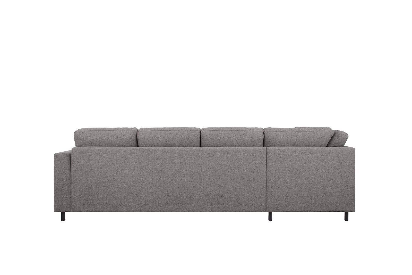 Oslo U-sofa Åpen ende venstre og sjeselong høyre. Tekstil Neve 90 Dark Grey med sorte ben