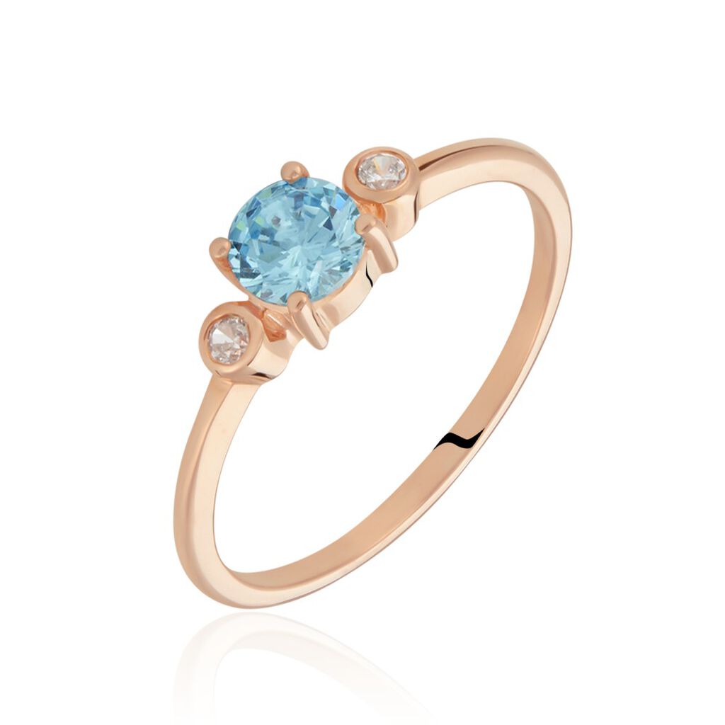 Bague Solitaire Shir Argent Rose Oxyde De Zirconium