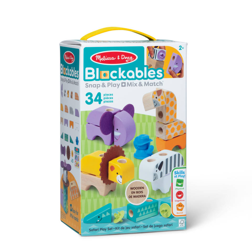 Melissa & Doug Blockables safari blokkenset 34-delig
