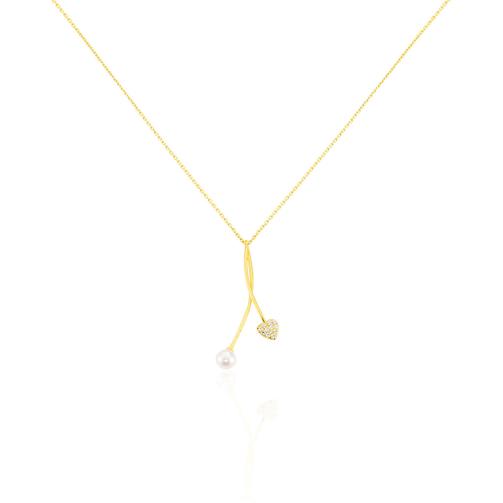 Collier Lucija Or Jaune Perle De Culture Et Oxyde De Zirconium