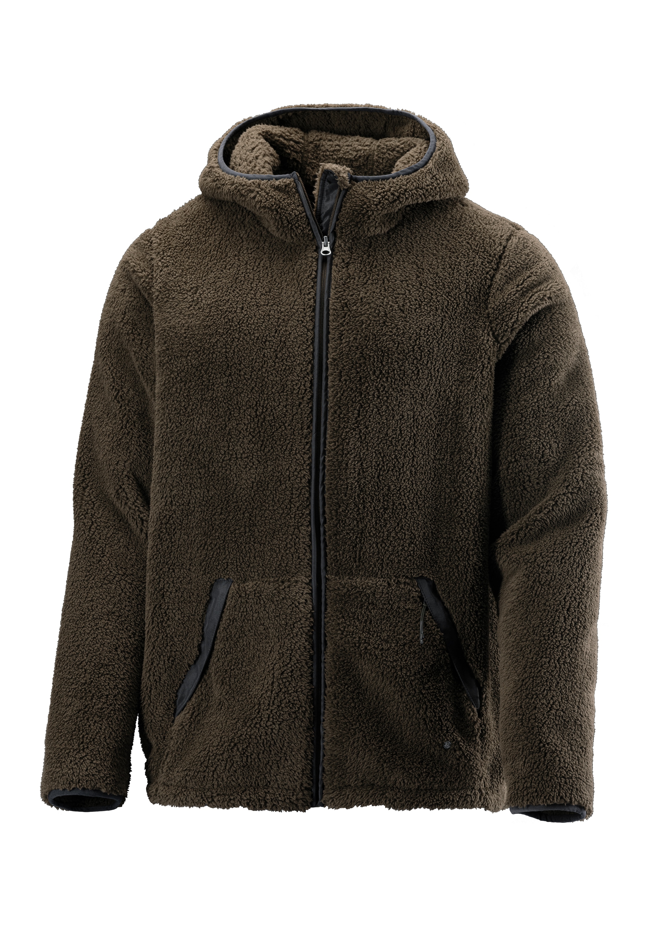 John Devin Kapuzenstrickjacke , in weichem Teddyfleece