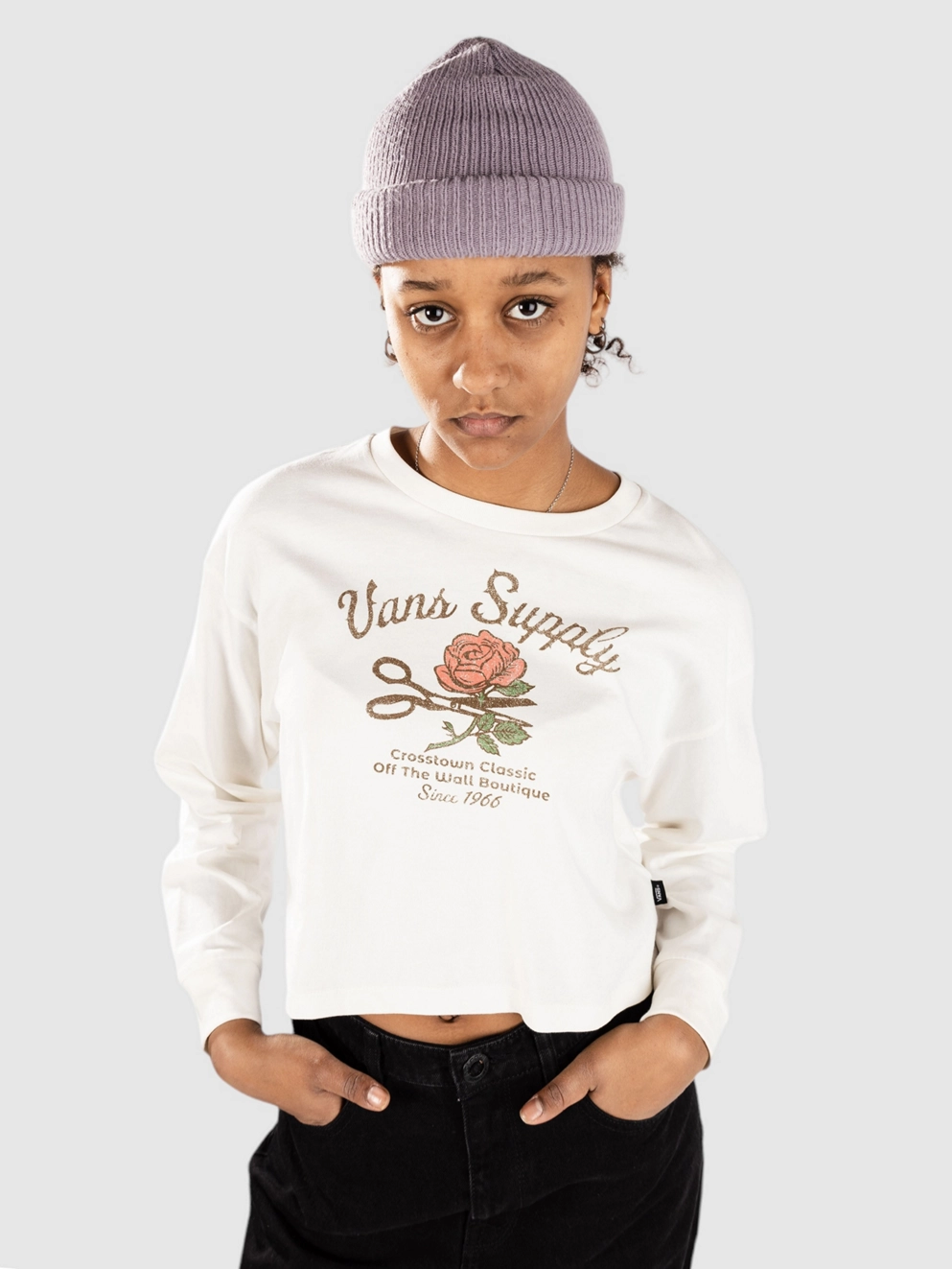 Vans Supply Boutique Relax Crop Long Sleeve T-Shi marshmallow