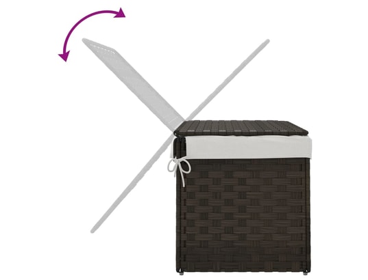 VIDAXL - Panier à linge avec couvercle marron foncé résine tressée