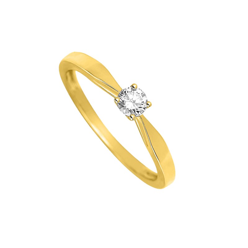 Bague Femme - Or 18 Carats - Diamant 0,18 Carats