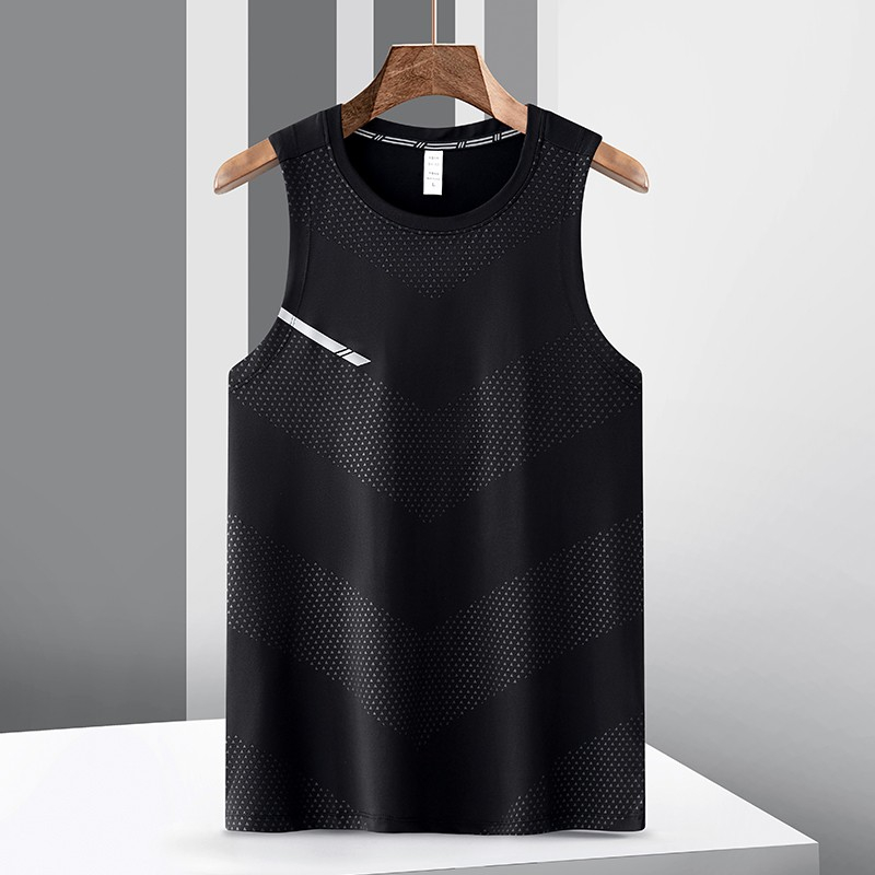(Gr. M) Sport Tanktop Ärmelloses Lauf T-Shirt Trainingsoberteil für Herren - Schwarz