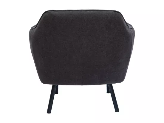 Fauteuil design en tissu effet velours gris foncé et métal noir LAURENS