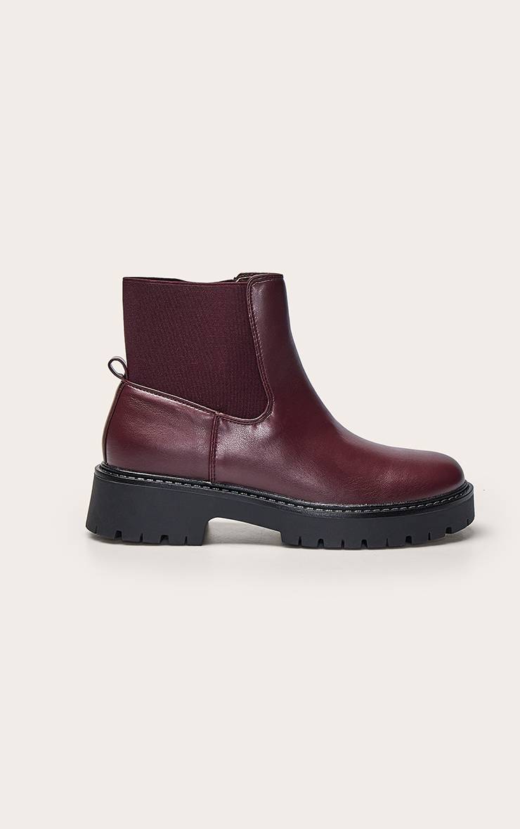 Rouge Bordeaux Bottine À Talon Épais Avec Élastique Au Talon