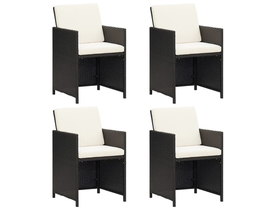VIDAXL - Chaises à manger de jardin avec coussins 4 pcs noir poly rot...