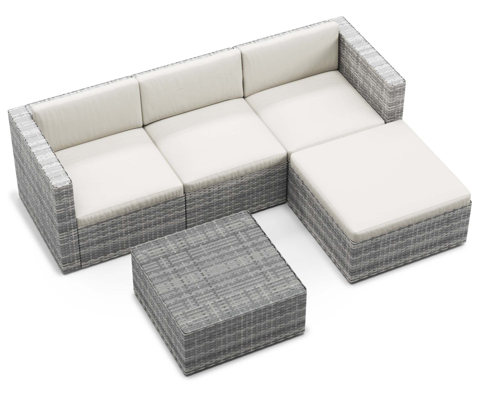 Rattanlounge MALIBU grau/beige