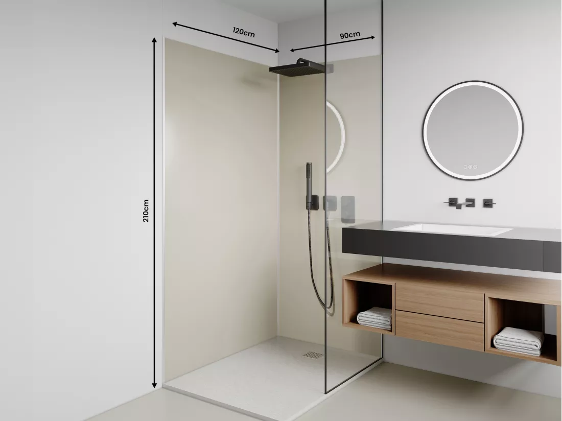 Lot de 2 panneaux muraux de douche ivoire en aluminium avec profilés - L90 x L120 x H210 cm - ITZIAR