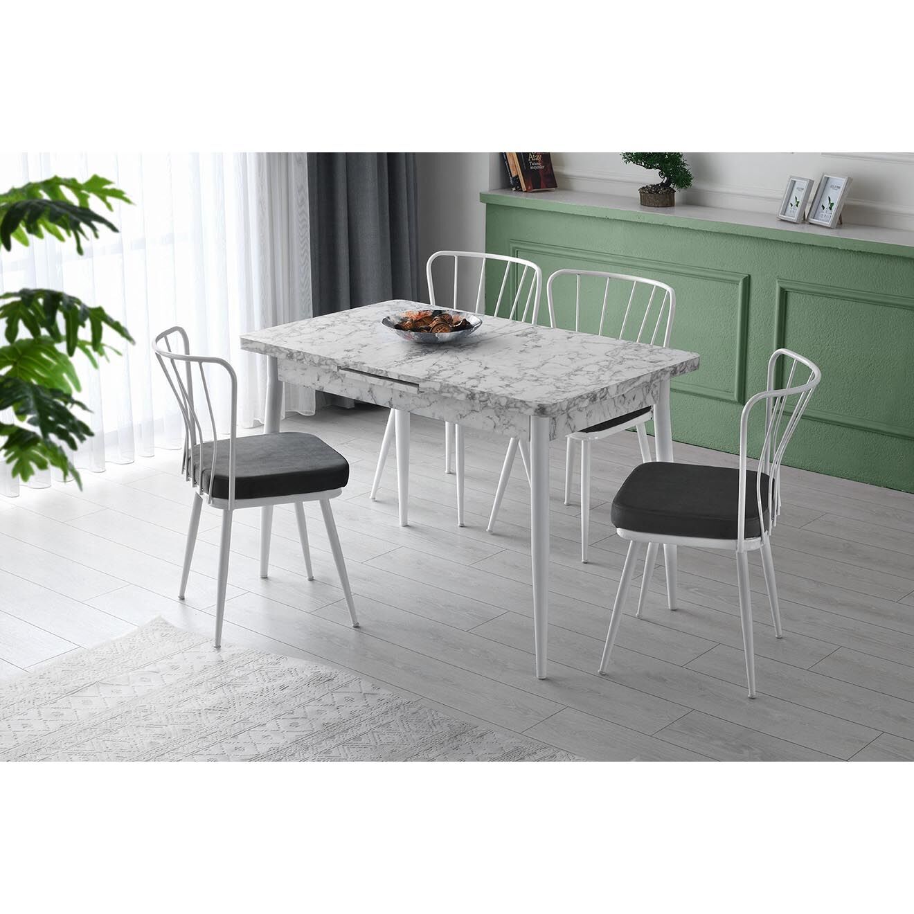 Homitis 2 Chaises Yildiz blanc/noir - 43x82x42 cm