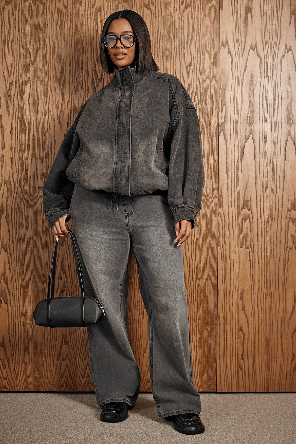 boohoo Jean délavé à taille élastique Plus