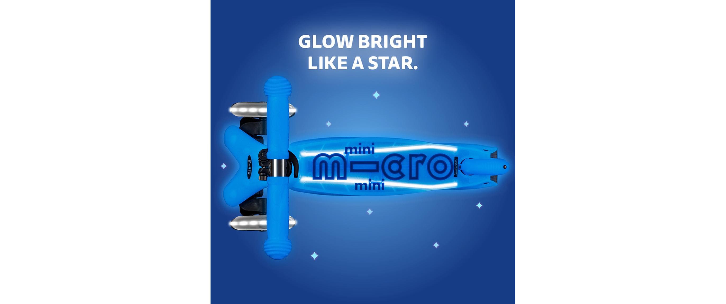 Kickboard Mini Micro Deluxe Glow Plus LED Blau<br>Scooter für Kinder