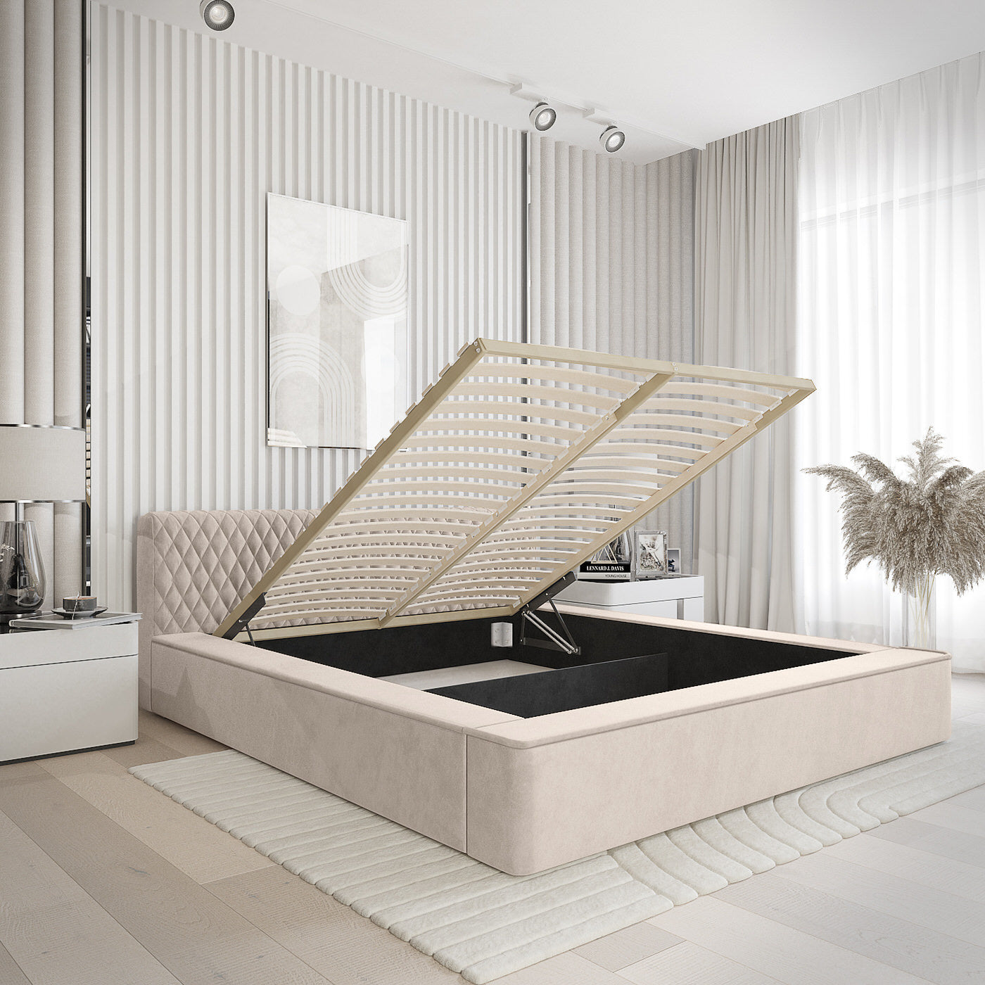 Trae Mobler Azurro 180 x 200 cm Gestoffeerd Bed Beige