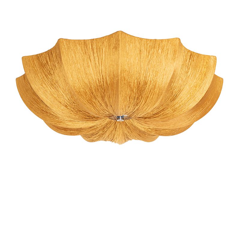 Japandi plafondlamp goud zijden 52cm 3-lichts - Plu