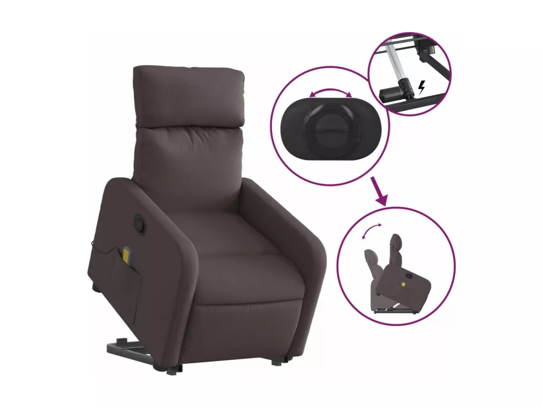 Fauteuil inclinable massant Marron foncé Tissu