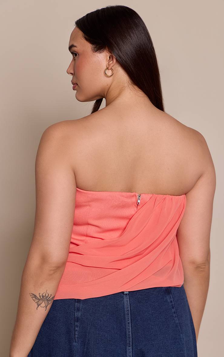 Pêche Top Corset Grande Taille À Décolleté Plongeant Avec Détail Drapé