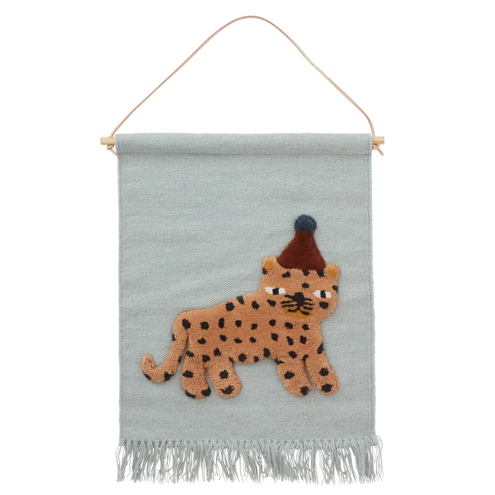OYOY - Leopard Wandteppich, dusty blue